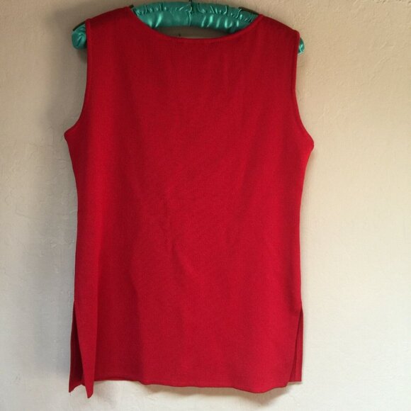 Marlis Womens Viscose Blend Sleeveless Knit Tank Top Small Red Scoop Neck - Picture 2 of 7